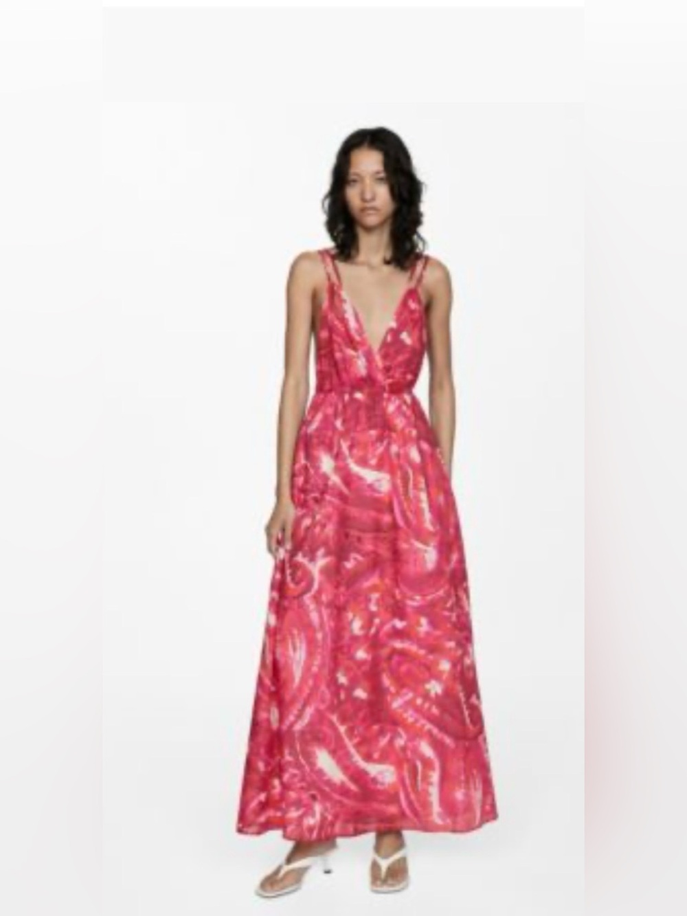 NWT Mango Double Straps Printed Dress in Pink Size 4